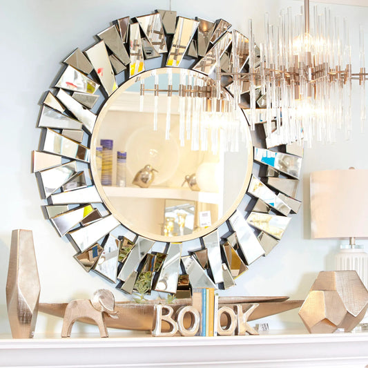 Circle Cityscape Mirror by Cyan Design in clear. Made from mirrored glass in a modern style.