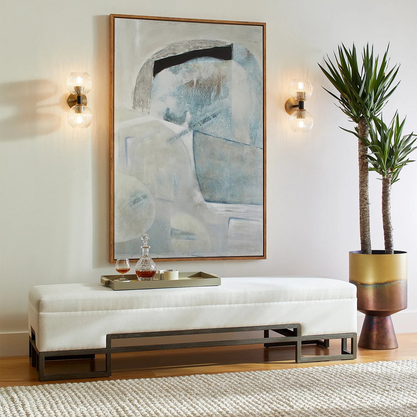 004 S-256427 | Lifestyle | Melrose Tray by Cyan Design in shagreen. Made from leather, wood in a modern style.