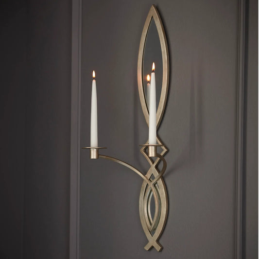 Exclamation Wall Candleholder by Cyan Design in mystic silver. Made from iron, mirrored glass in a cottage & farmhouse style.