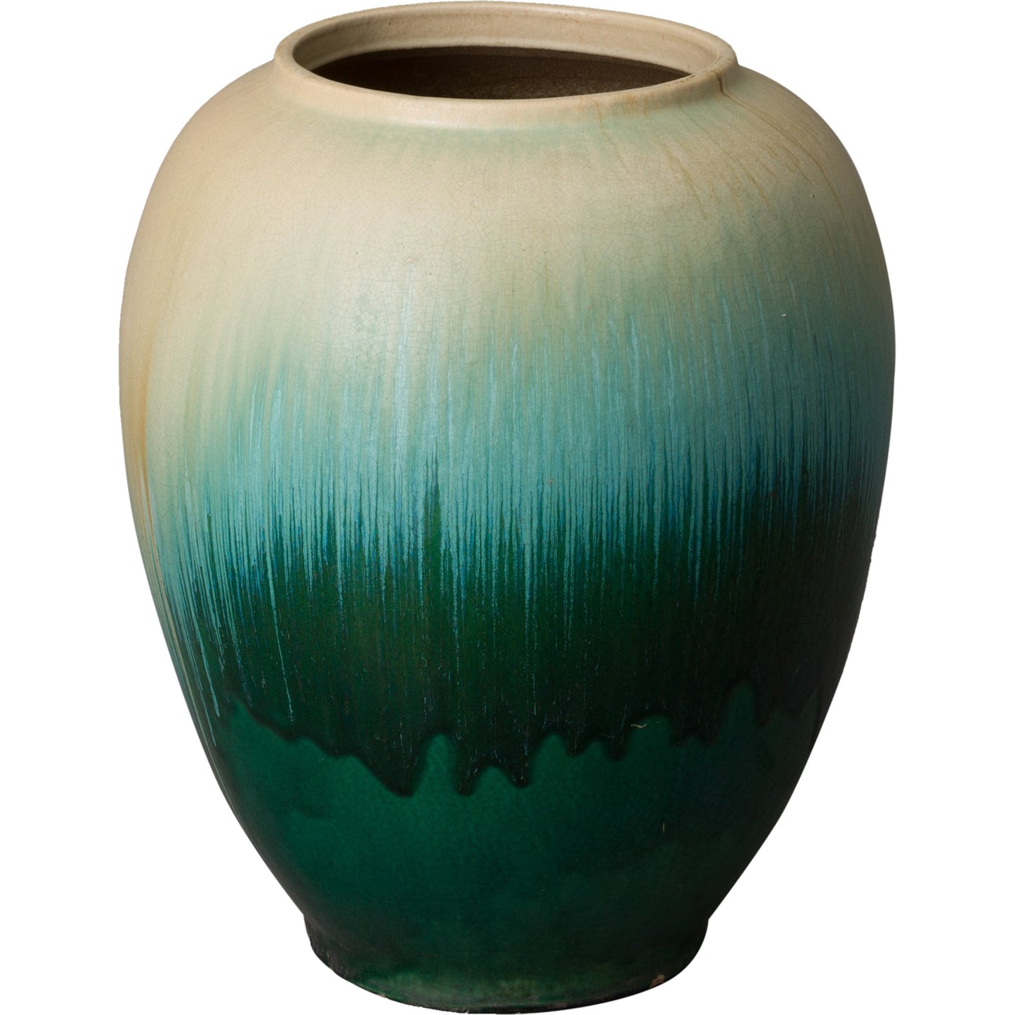 000 S-301937 | Primary Silo | Wide Jar by Emissary in green cascade. Made from unique in a modern style.