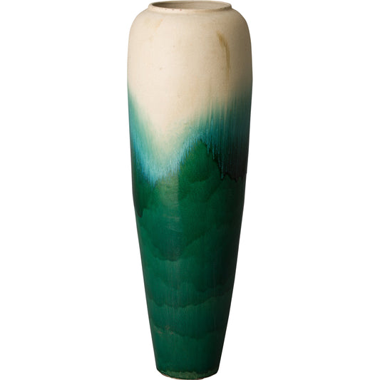Large Tall Jar by Emissary USA in green cascade. Made from unique in a modern style.