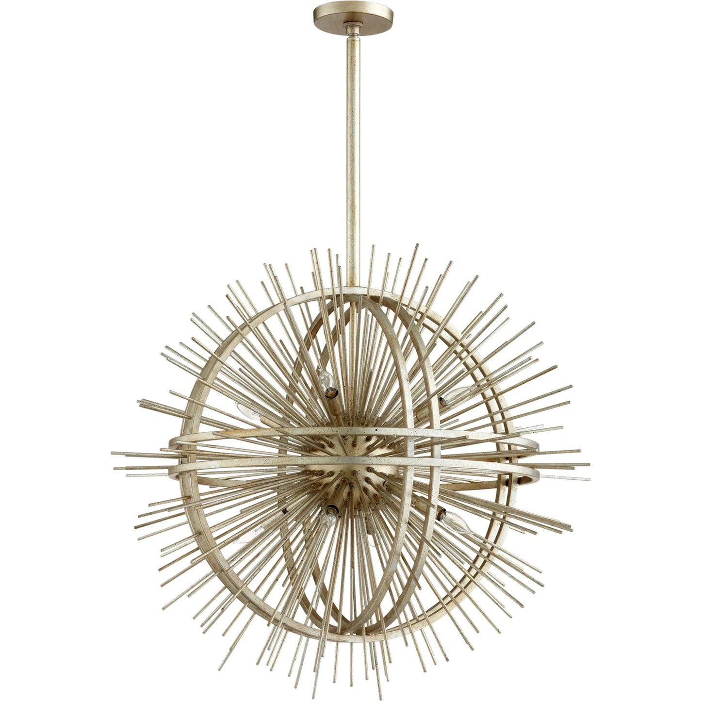 001 S-257239 | Primary Silo | Saturn Burst Pendant by Cyan Design in silver leaf. Made from iron in a modern style.