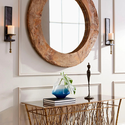 Wagon Mirror by Cyan Design in walnut. Made from wood mdf, mirrored glass in a cottage & farmhouse style.