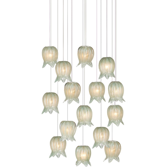 000 SI-2524382 | Primary Silo | Polpo 15-Light Multi-Drop Pendant by Currey and Company. Made from art glass, metal in a modern style.