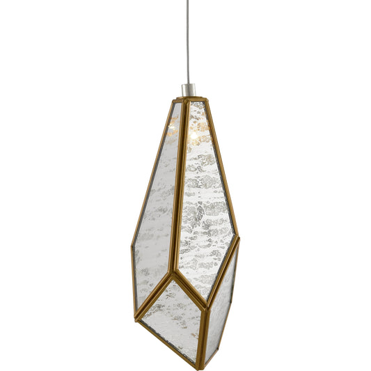 Glace Pendant by Currey and Company in painted silver, antique brass. Made from brass in a modern style.
