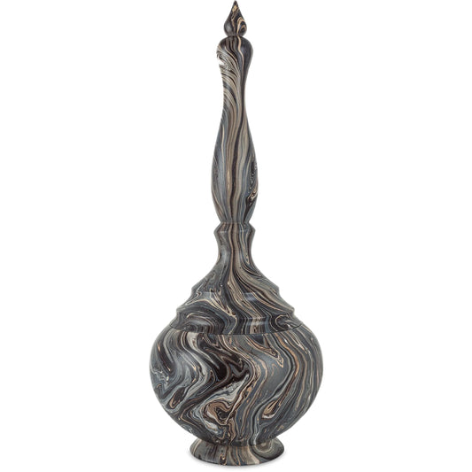 001 SI-2387151 | Primary Silo | Short Turret Box by Currey and Company in marbleized brown. Made from wood in a eclectic & global style.