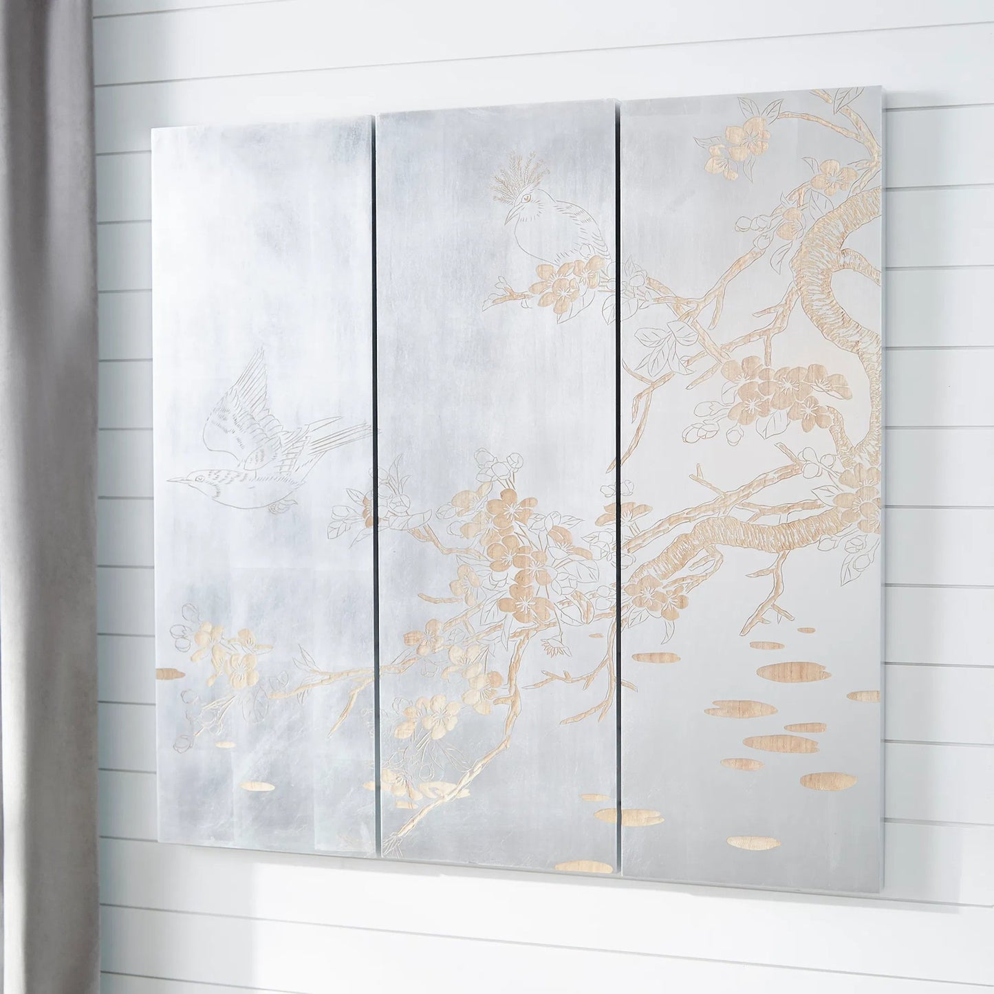 002 S-256759 | Lifestyle | Osaka Wall Art by Cyan Design in silver leaf, natural wood. Made from wood in a eclectic & global style.