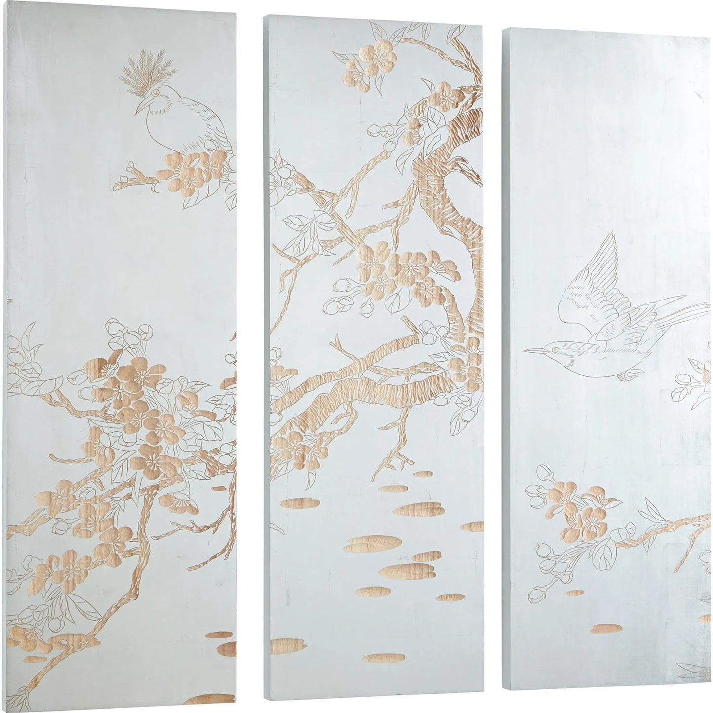 001 S-256759 | Primary Silo | Osaka Wall Art by Cyan Design in silver leaf, natural wood. Made from wood in a eclectic & global style.