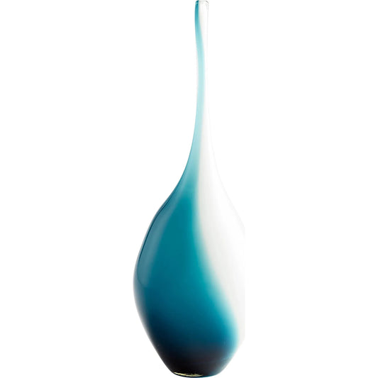Swirly Vase by Cyan Design in blue, white. Made from glass in a modern style.