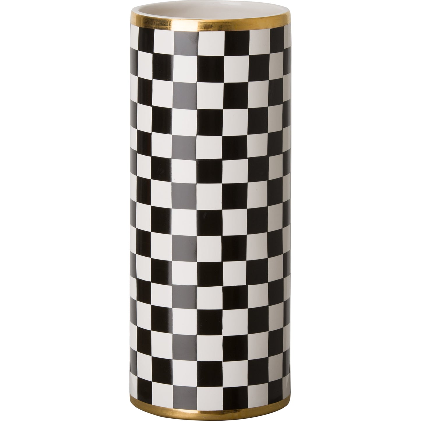 001 S-301737 | Primary Silo | Torino Checker Vase by Emissary USA in black, white, gold. Made from unique in a modern style.