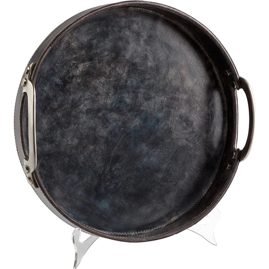Rough'n Ready Tray by Cyan Design in gray. Made from leather, wood in a modern style.