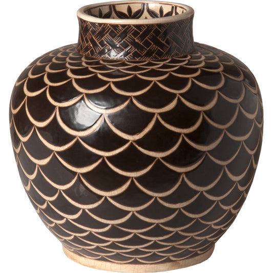 Kobe Round Vase by Emissary USA in brown. Made from unique in a transitional style.
