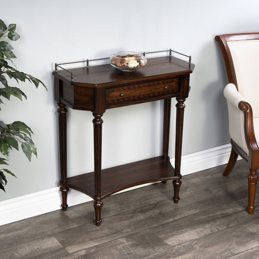 Charleston Console Table by Butler Specialty Company. Made from poplar solids, mdf, ash, mahogany veneers in a traditional style.