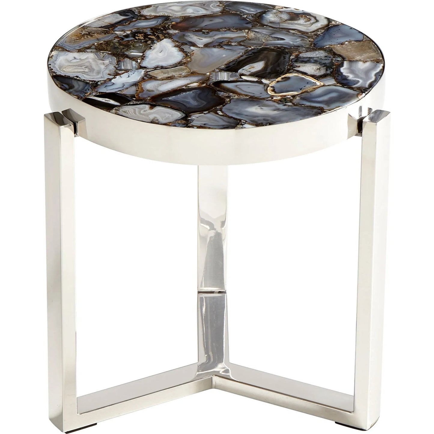 001 S-255726 | Primary Silo | Geodance Side Table by Cyan Design in nickel. Made from stone, iron in a modern style.