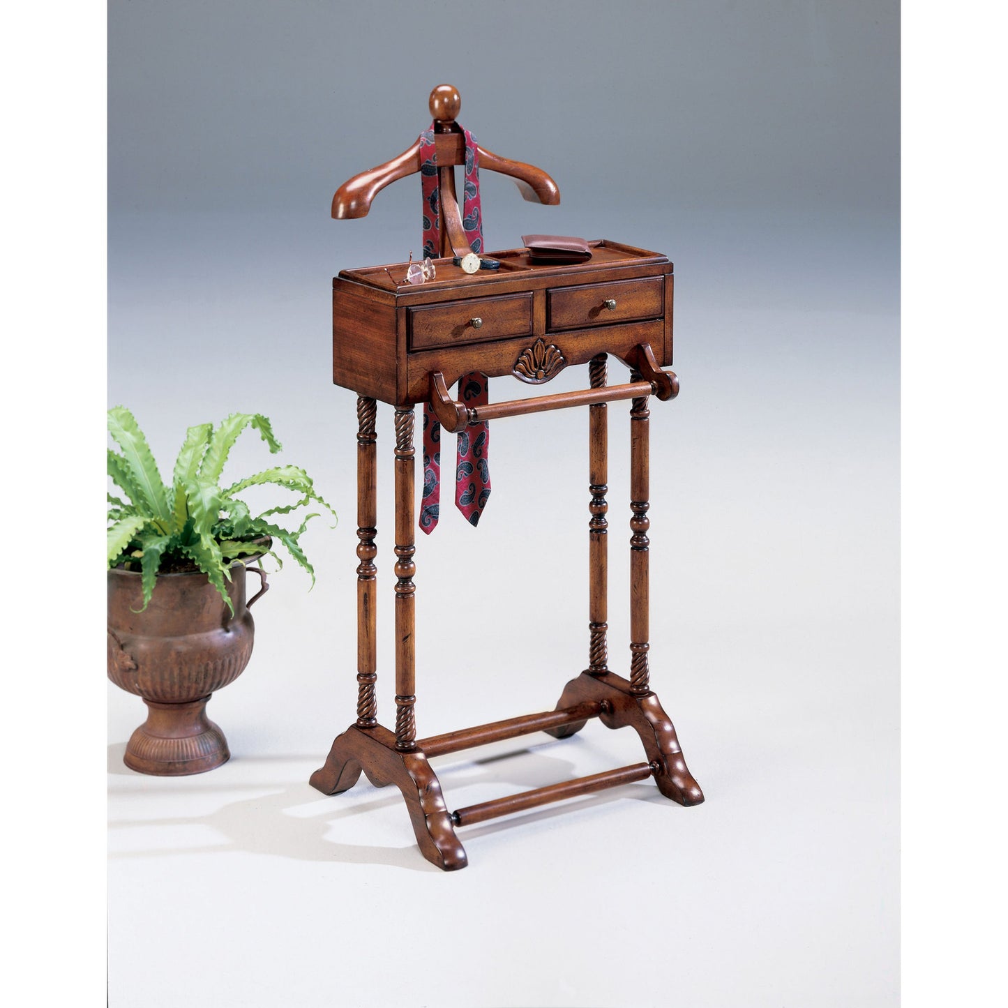 005 O-BUTLER-900024,O-BUTLER-900111 | Additional Silo | Petrov Valet by Butler Specialty Company. Made from rubberwood, poplar hardwood solids, mdf, cherry veneer in a traditional style.