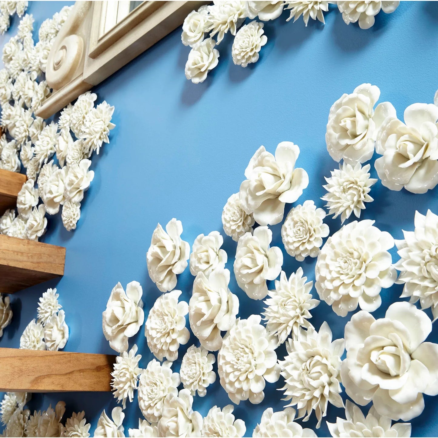 010 S-255624 | Lifestyle | Flourishing Flowers Wall Decor by Cyan Design in off white glaze. Made from ceramic in a modern style.