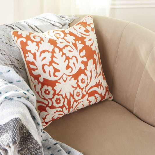 Kent Pillow Cover by Cyan Design in orange. Made from cotton in a transitional style.