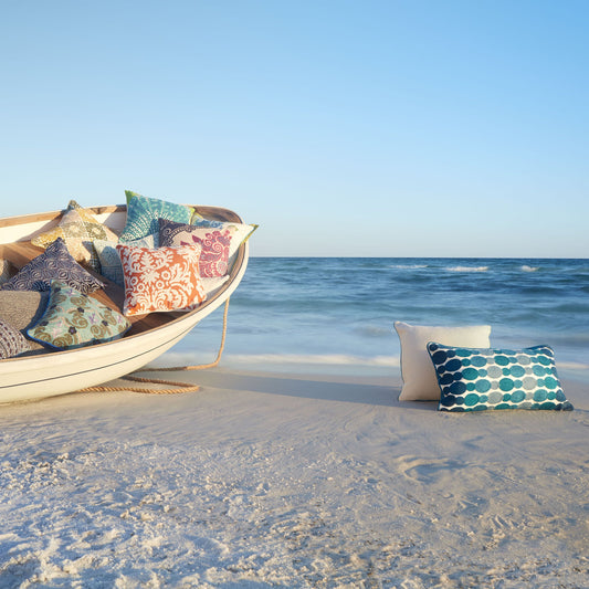 Isla Pillow Cover by Cyan Design in green. Made from cotton in a coastal style.