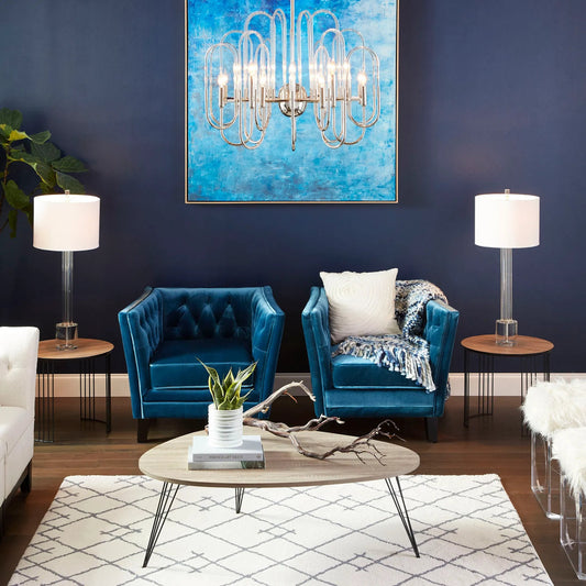 Electric Moon Nesting Tables by Cyan Design in oak veneer, black. Made from iron, wood in a modern style.