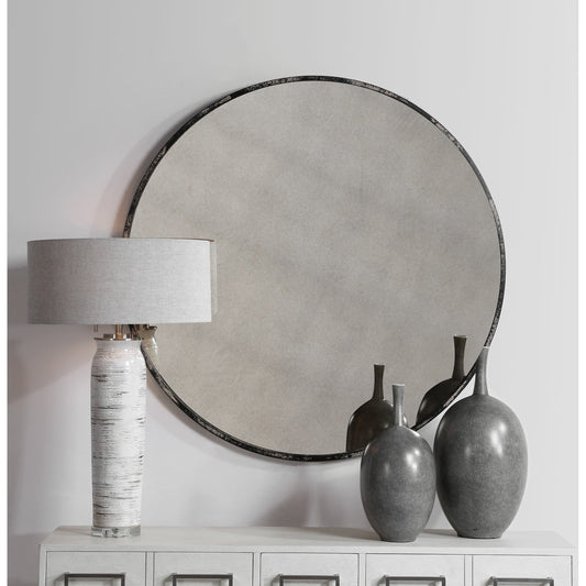 Argand Industrial Round Mirror by Uttermost. Made from metal, mdf, glass in a modern style.