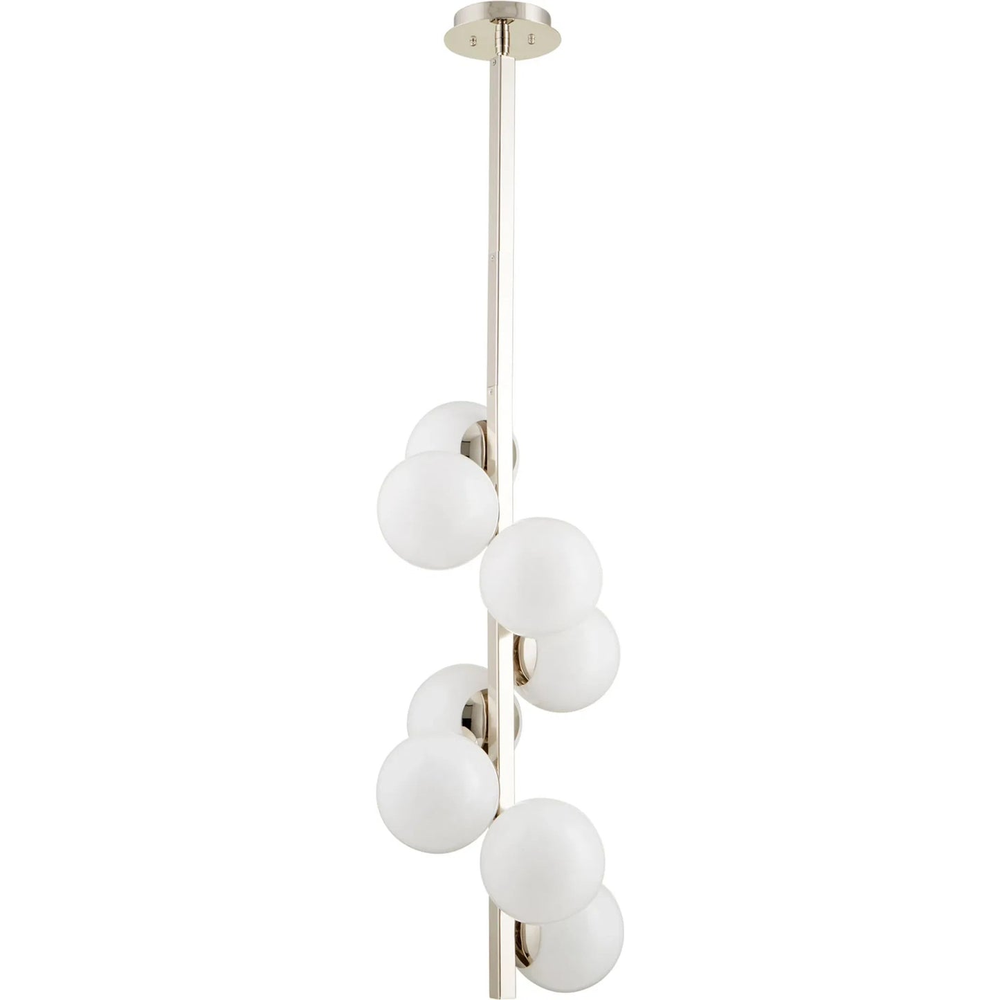 004 S-254526 | Primary Silo | Atom Pendant by Cyan Design in polished nickel. Made from iron, white opal glass in a modern style.