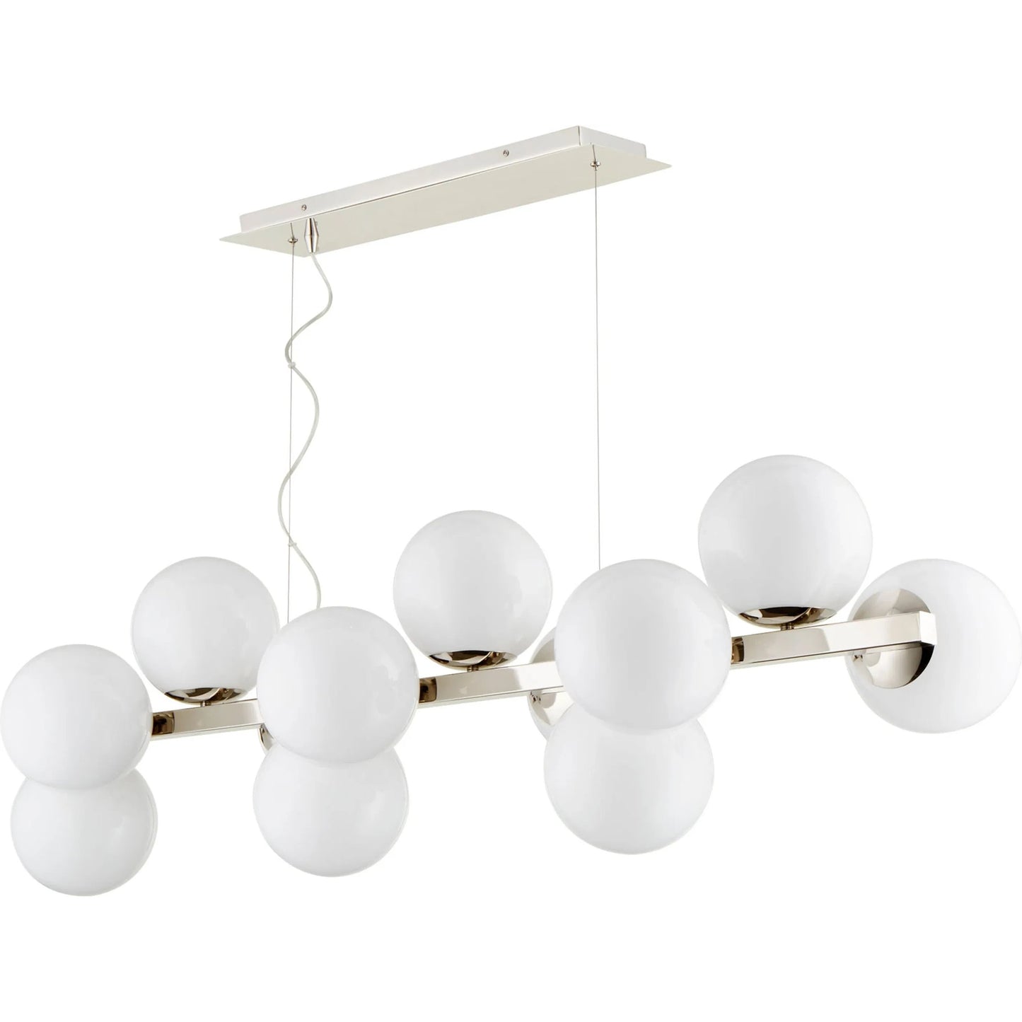 002 S-254523 | Primary Silo | Atom Linear Pendant by Cyan Design in polished nickel. Made from iron, white opal glass in a modern style.