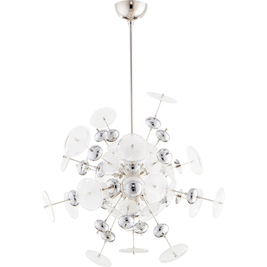 Avi Pendant by Cyan Design in clear and polished nickel. Made from iron with clear, chrome glass in a modern style.