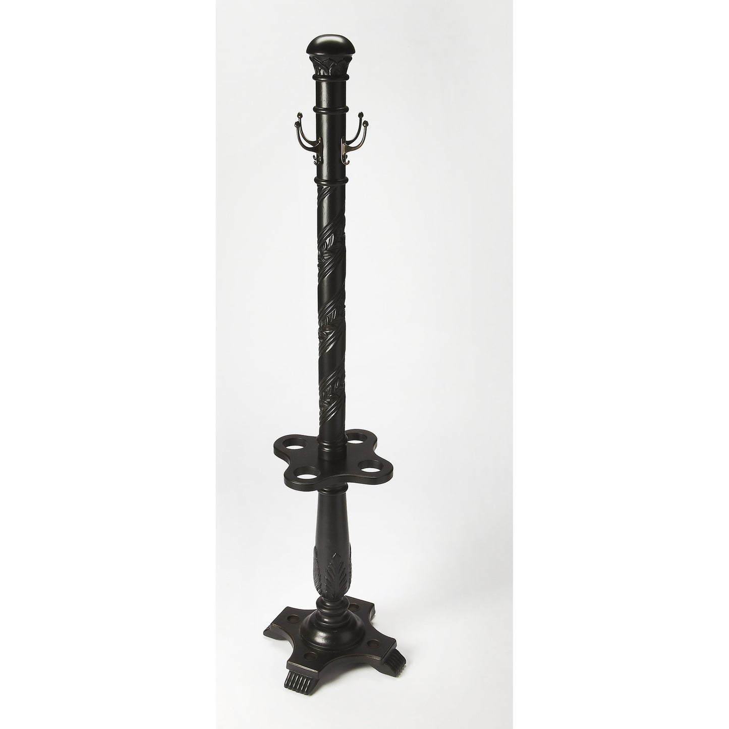 002 O-BUTLER-971111 | Additional Silo | Laird Costumer by Butler Specialty Company. Made from rubberwood solids, antique brass plated hooks in a traditional style.