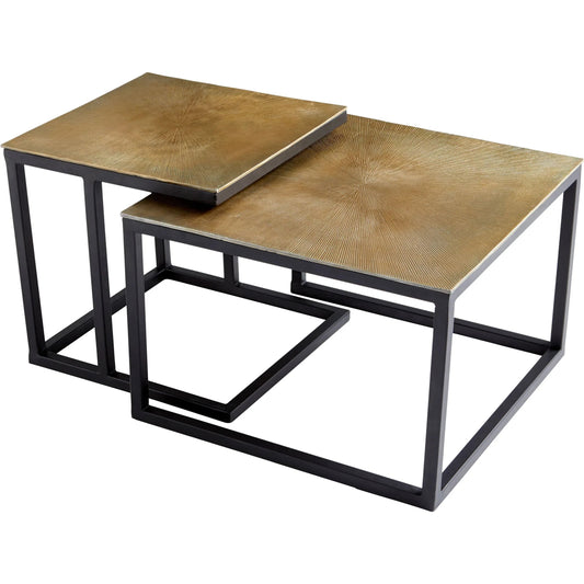 Arca Nesting Tables by Cyan Design in black, brass. Made from aluminum in a modern style.