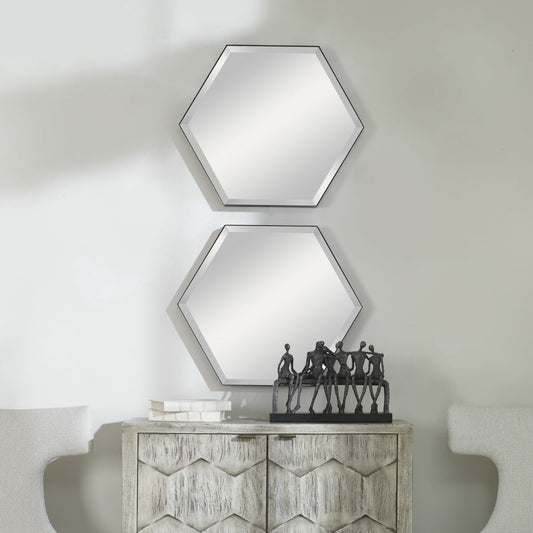 Amaya Mirrors by Uttermost in matte black. Made from mirror, iron in a transitional style.