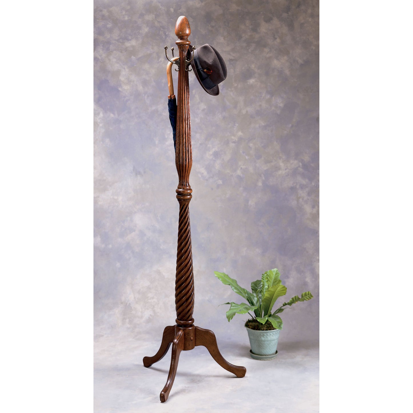 004 O-BUTLER-980024 | Additional Silo | Chambers Costumer by Butler Specialty Company in dark brown and plantation cherry. Made from rubberwood solids, antique brass plated hooks in a traditional style.