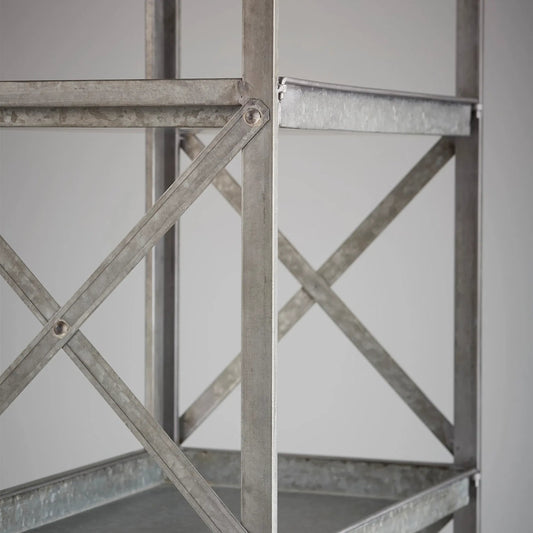 Torrance Etagere by Cyan Design in galvanized. Made from galvanized metal in a transitional style.