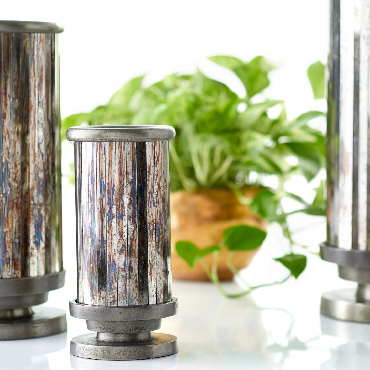 006 S-342007 | Lifestyle | Kensington Vase by Cyan Design in nickel. Made from aluminum, glass in a transitional style.