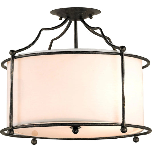 Cachet Pendant/Semi-Flush by Currey and Company in mayfair. Made from wrought iron in a transitional style.