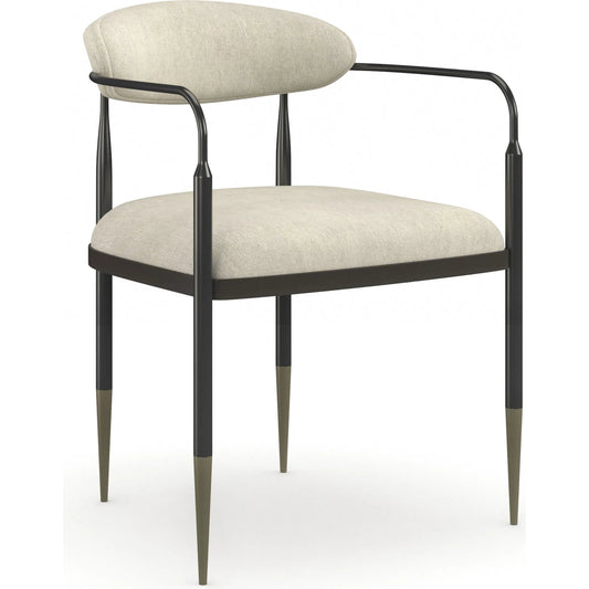 Epoch Armchair by Caracole in ivory and deep bronze, champagne gold. Made from unique in a transitional style.