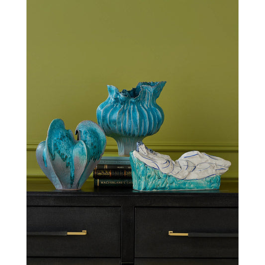 Flying Silk Vase by Currey and Company in blue. Made from porcelain in a eclectic & global style.