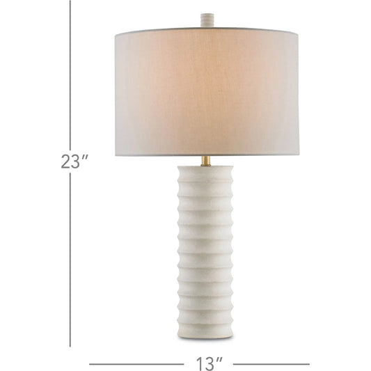 Snowdrop Table Lamp by Currey and Company. Made from sand stone in a modern style.