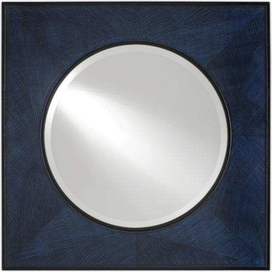 001 S-336175 | Primary Silo | Kallista Mirror by Currey and Company. Made from sycamore veneer, mahogany, glass in a transitional style.