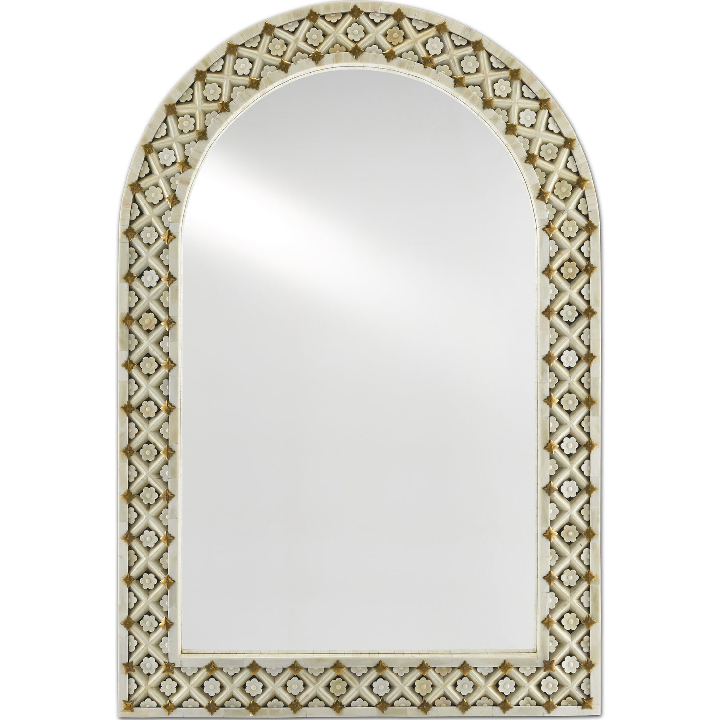 002 SR-823563 | Additional Silo | Ellaria Mirror by Currey and Company in natural bone, brass, mirror. Made from bone, brass, glass in a eclectic & global style.