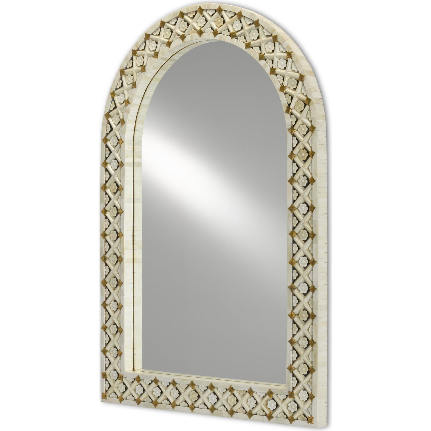 003 SR-823563 | Additional Silo | Ellaria Mirror by Currey and Company in natural bone, brass, mirror. Made from bone, brass, glass in a eclectic & global style.