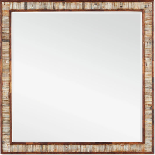 001 SI-2007769 | Primary Silo | Hyson Large Square Mirror by Currey and Company in chiseled horn, natural, mirror. Made from horn, sheesham wood, engineered wood, glass in a modern style.