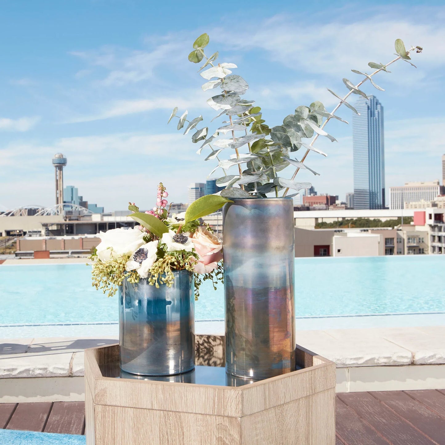 004 S-299897 | Lifestyle | Reina Cylindar Vase by Cyan Design in pyrite. Made from glass in a modern style.