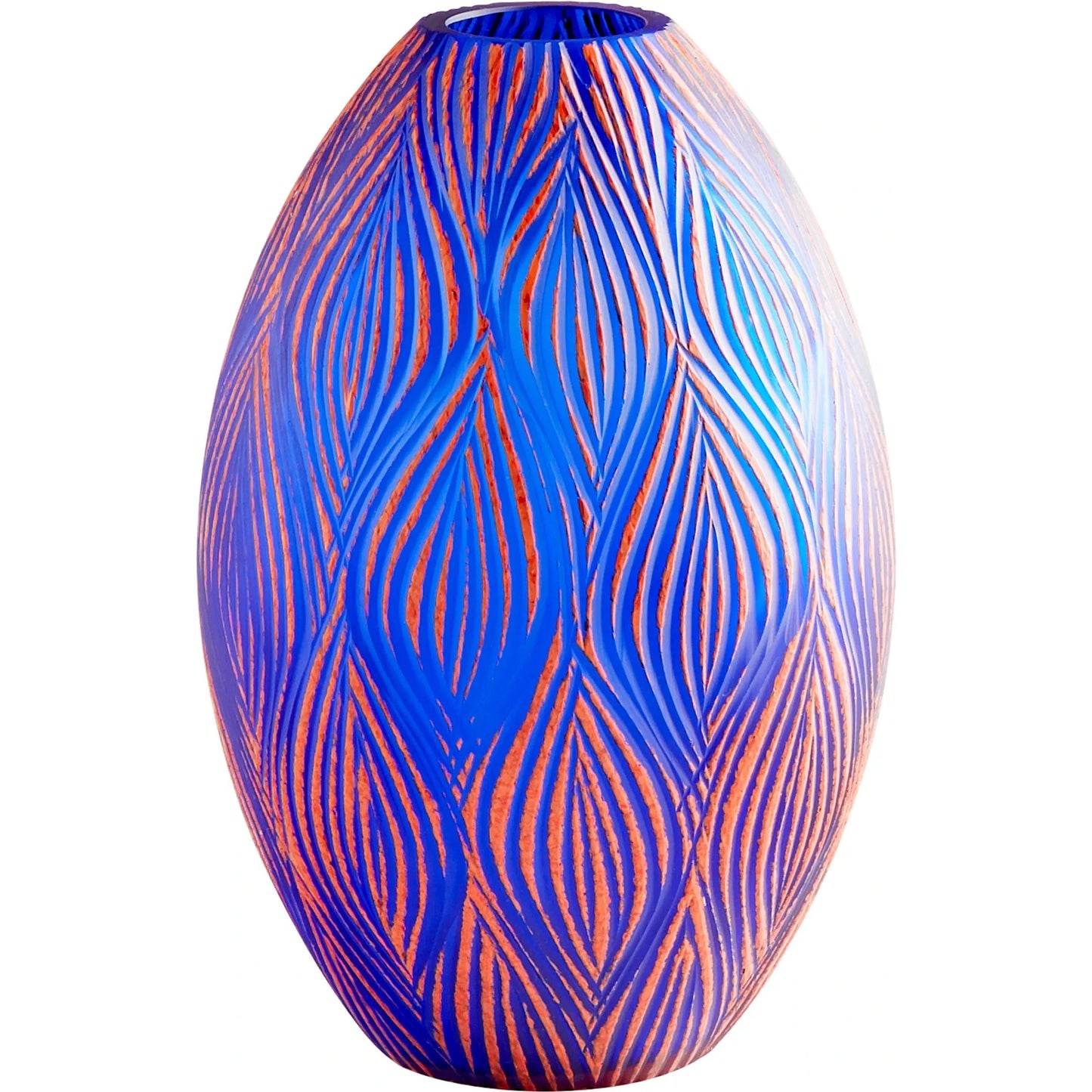 003 S-299782 | Primary Silo | Fused Groove Vase by Cyan Design in blue. Made from glass in a coastal style.