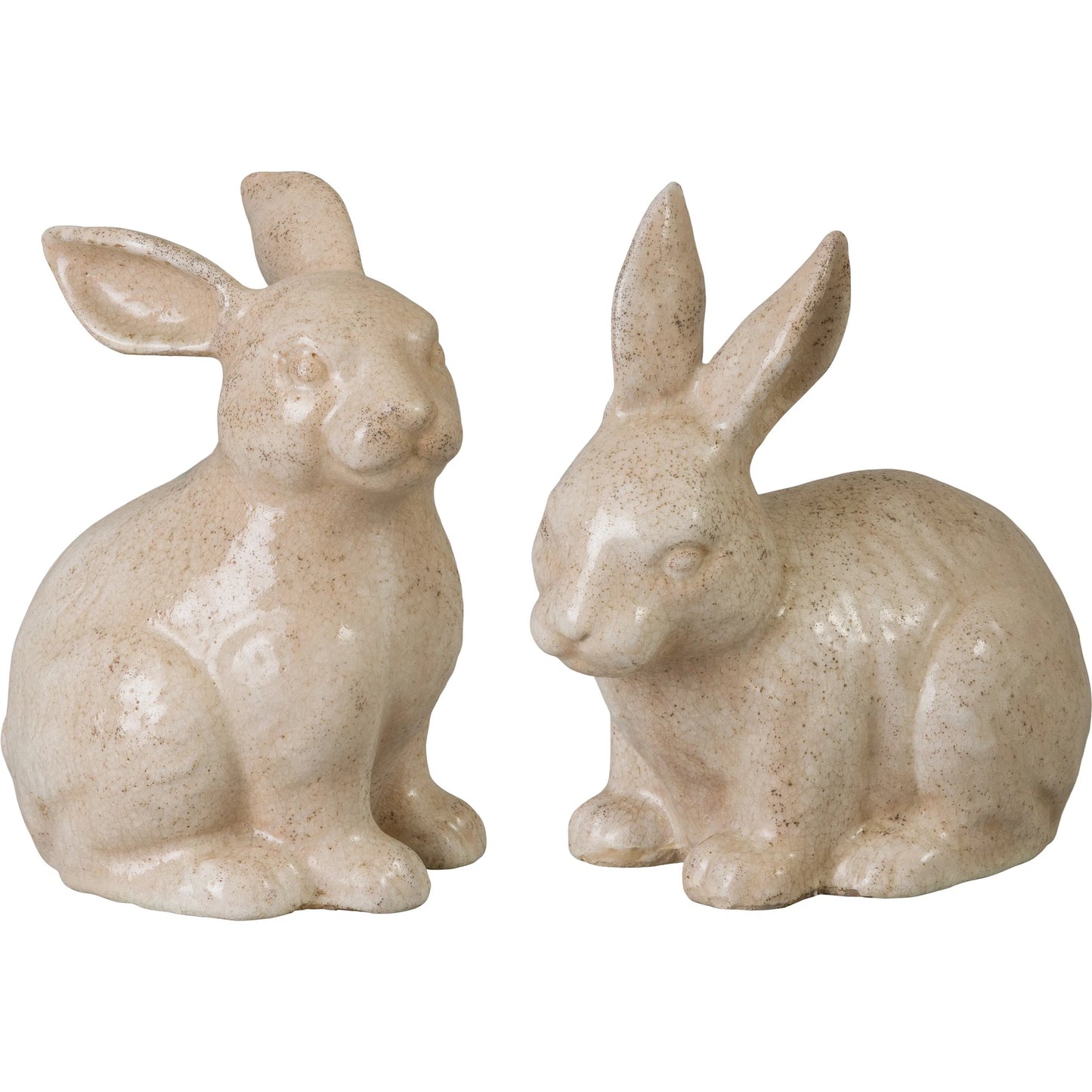 000 SI-2630437 | Primary Silo | Rabbit Indoor/Outdoor Pair by Emissary in distressed crackle and glossy glaze. Made from ceramic in a unique style.