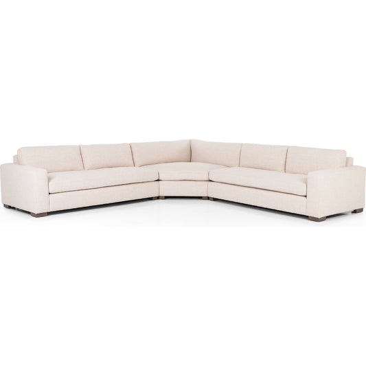 001 SI-1900976 | Primary Silo | Boone 3-PC Sectional by Four Hands. Made from 66% polyester, 19% acrylic, 15% flax, linen, solid parawood, 100% polyester in a modern style.