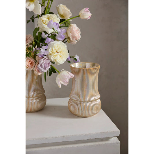 Verdant Vase by Accent Decor in champagne. Made from ceramic in a modern style.