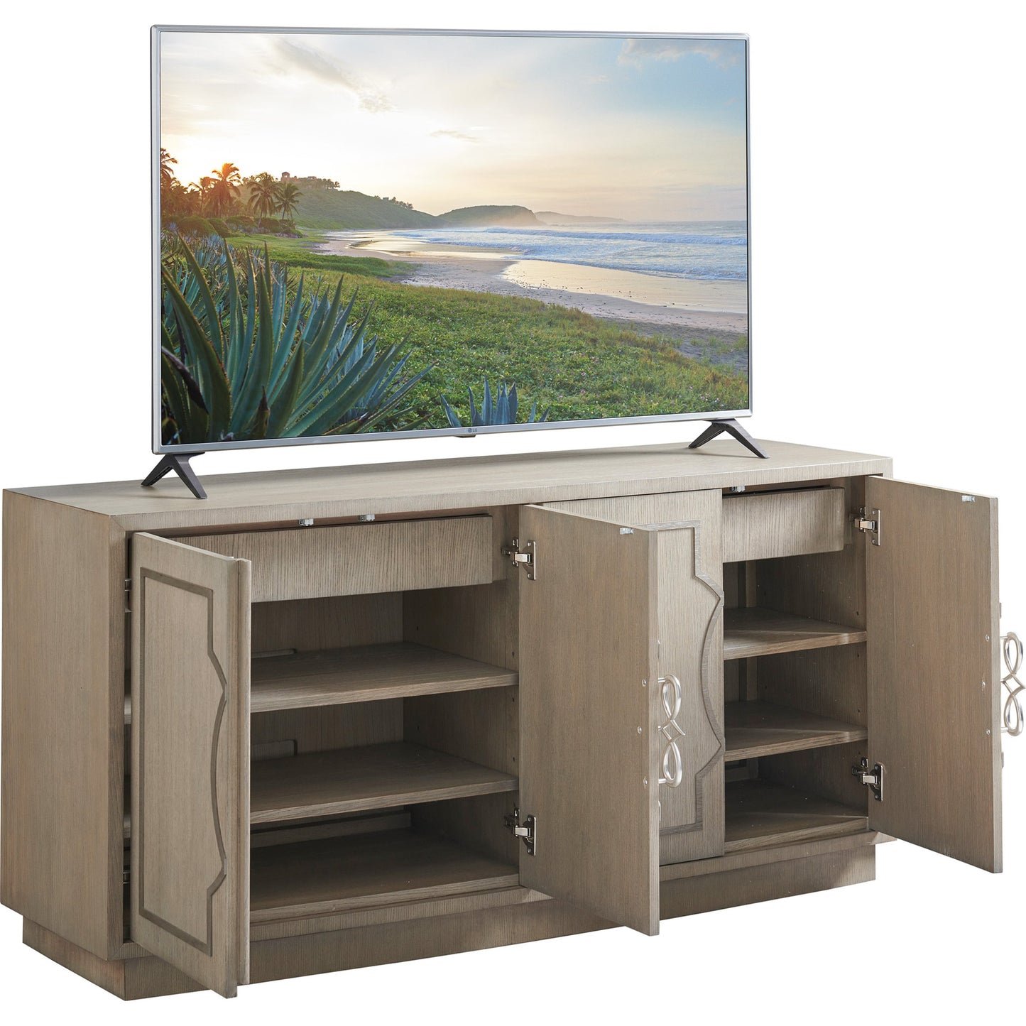 004 SR-835843 | Additional Silo | Grove Park Media Console by Sligh in dove gray. Made from unique in a transitional style.