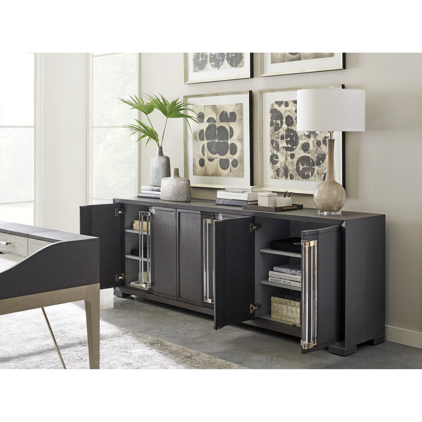 009 SI-1770815 | Lifestyle | Anthology Media Console by Sligh in slate gray. Made from unique in a modern style.