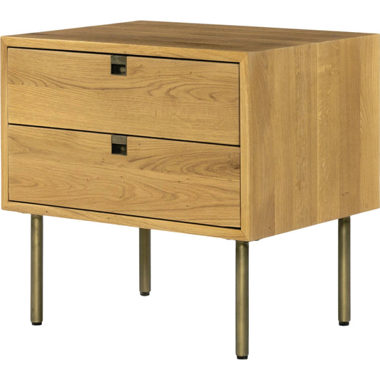Carlisle Nightstand by Four Hands in natural oak. Made from solid oak, iron in a modern style.