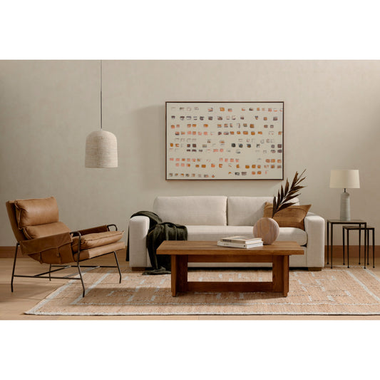 Erie Coffee Table by Four Hands in dark smoked oak. Made from solid oak in a rustic style.